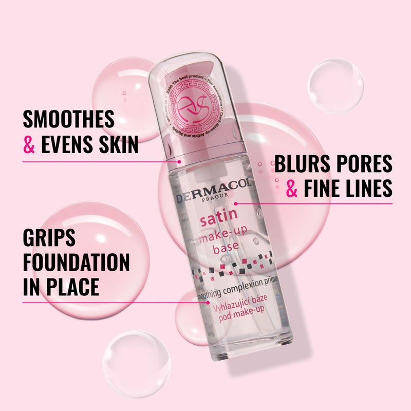 Dermacol - Satin Makeup Base, Matte Face Primer for Wrinkles and Pores, Transparent Makeup Primer for Oily Skin & Dry and Combination Skin, Easy to Blend Pore Filling Primer, No Preservatives, 30 mL - Image 3