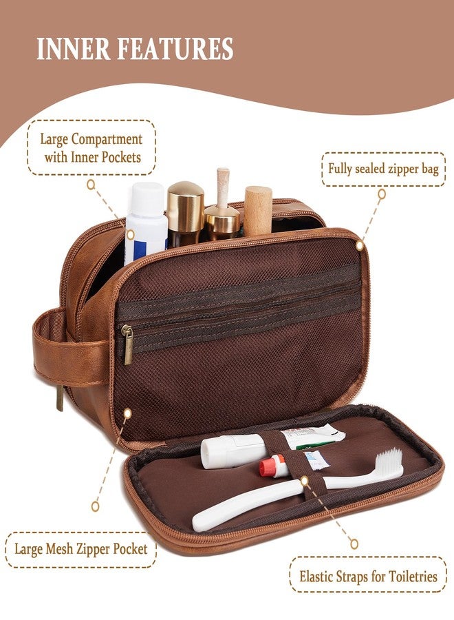 Janhavi Gifts for Father, Waterproof Toiletry Bag For Shower, Engraved Initials & Wheat, Cruise Ship Essentials Men's Accessories, Gifts For Husband, Travel Essentials (Medium, Yellow Brown, I) - Image 5