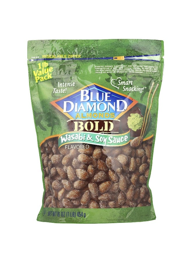 Blue Diamond Blue Diamond, Almonds, Bold, Wasabi & Soy Sauce, 16 oz (454 g)  - Image 1