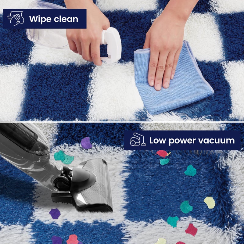 TOOHUB Super Soft Rug for Bedroom, 5x7 ft Blue and White Area Rug Classic Checkered Shaggy Anti-Skid High Pile Soft Fluffy Rug Fuzzy Carpet for Living Room Bedroom Kids Room Nursery, Dorm - Image 4
