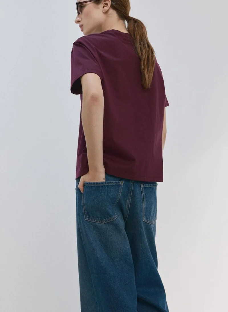 مانجو Floral-embroidered cotton t-shirt