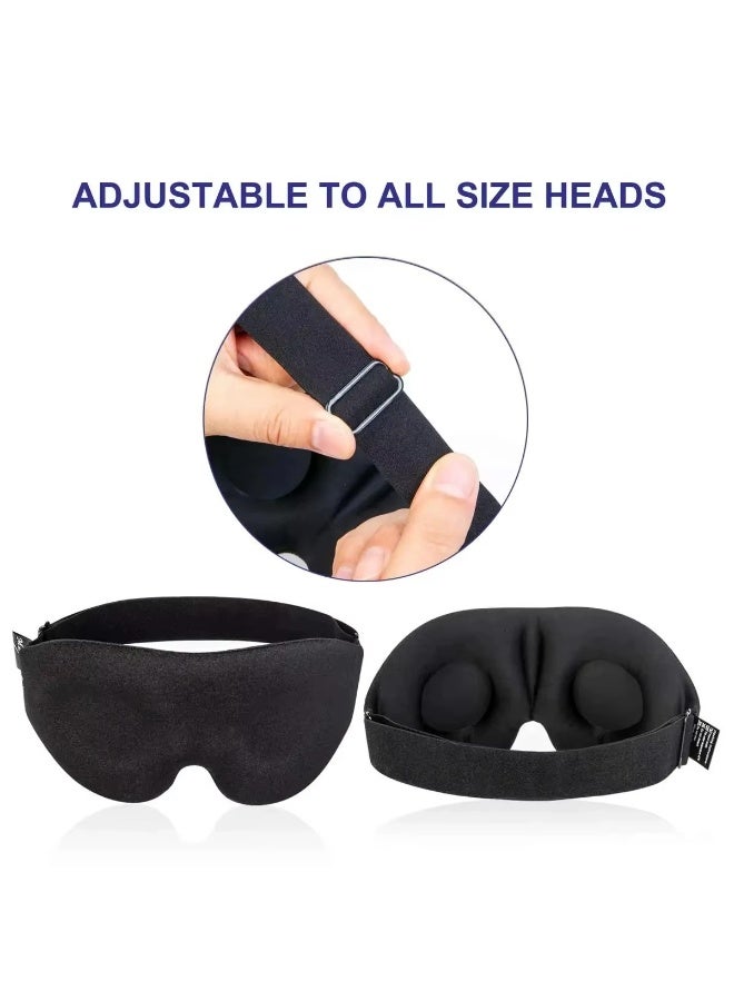 3D Eye Mask, Contoured Cup Blindfold Concave Molded Eye, Sleeping Mask, Light Blocking, Zero Eye Pressure Adjustable Night Blindfold Ultralight Travel Nap Eye Cover (Black) - Image 4