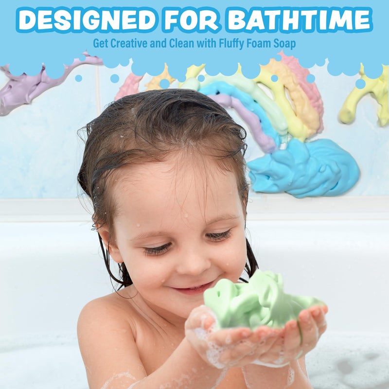 Tub Works Tub Works® Fluffy Foam Soap, Variety 6 Pack | Shape, Mold & Create Bath Art with Soft Bath Foam for Kids | Gentle, Cleansing Kids Bath Soap | Easy-to-Use Spray Nozzles | Fruity, Fun Bath Colors  - Image 2