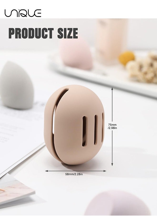 Makeup Sponge Holder – Shatterproof Eco-Friendly Silicone Beauty Make Up Blender Case for Travel - Khaki