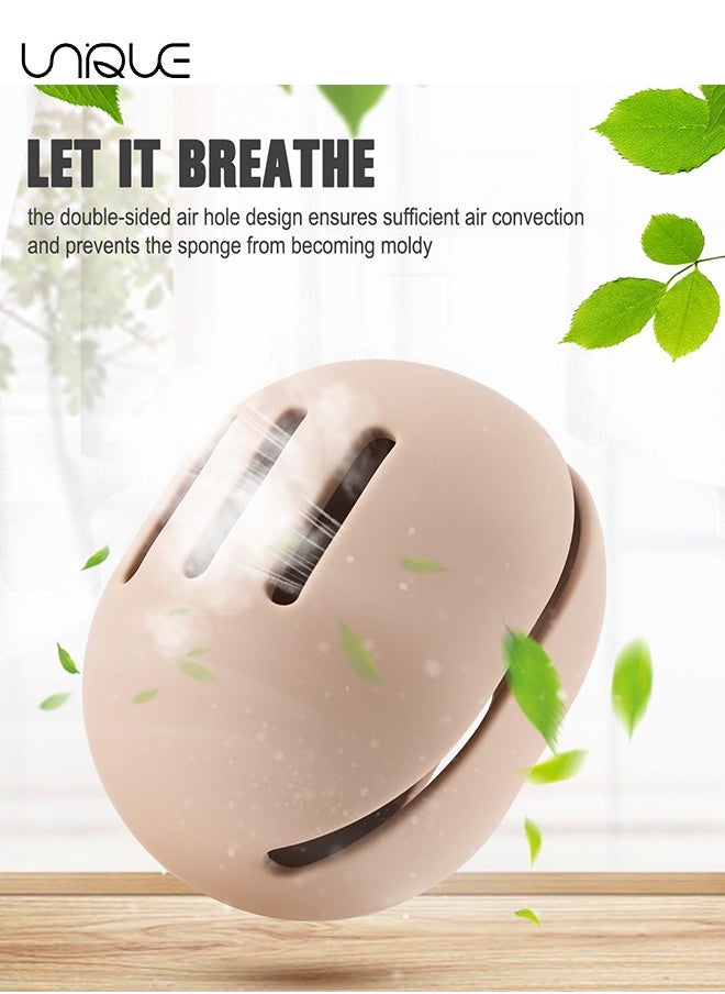 Makeup Sponge Holder – Shatterproof Eco-Friendly Silicone Beauty Make Up Blender Case for Travel - Khaki