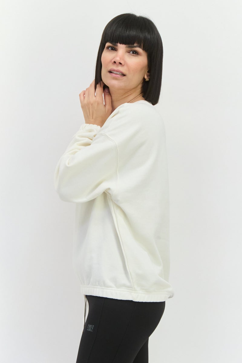 PUMA Women Oversized Fit Embroidered Logo Long Sleeves Training Sweatshirt, White - Image 3