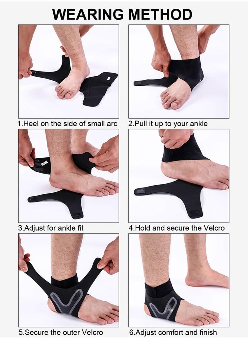 زوج واحد من دعامات الكاحل للنساء والرجال - رباط كاحل قابل للتعديل ومريح وجيد التهوية، يدعم الكاحل أثناء الجري وكرة السلة، ويخفف آلام وتر أخيل والالتواءات الطفيفة وآلام المفاصل، ويساعد على التعافي من الإصابات، مقاس واحد يناسب الجميع مقاس XL (المقاس الأوروبي 42-46، محيط الكاحل 25-28 سم) - Image 5