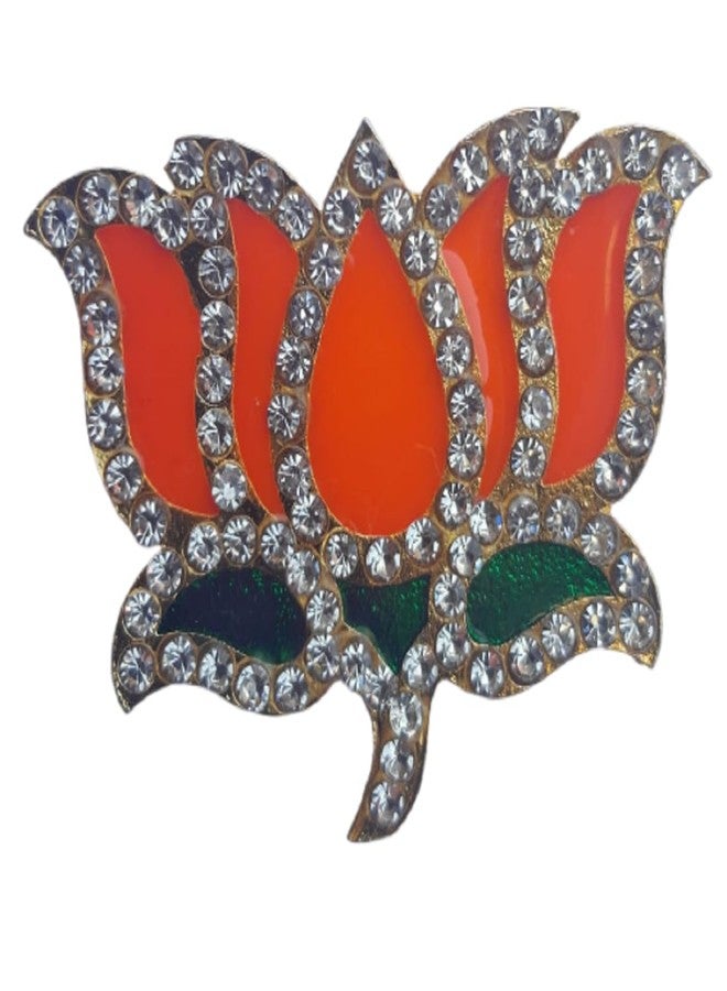 GEJUFF BJP Women's Brooches & Pins Metal Made Studded With Crystal Stones For Men/Women | Bhartiya Janta Party Symbol Brooch/Badge/Brouch/Flag Brooches (1) - Image 1