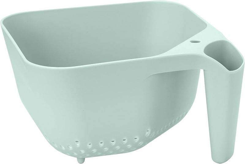 Tovolo 3 Quart Colander BPA Free Food Safe Plastic Strainer with Handle Heavy Duty Heat Resistant Pasta and Veggies Kitchen Drainer Steam Basket Dishwasher Safe, Blue Haze - Image 1