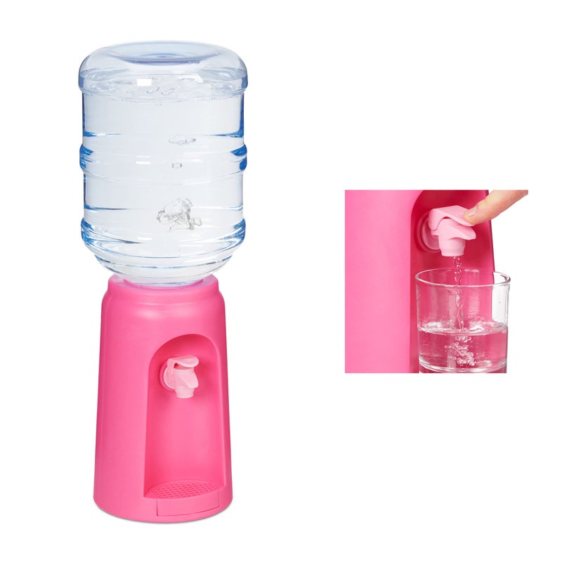 Relaxdays Mini Water Dispenser Tank  Tap 45 L Office Drink Fountain Gallon Plastic HxD 475x17cm Pink Pack of 1