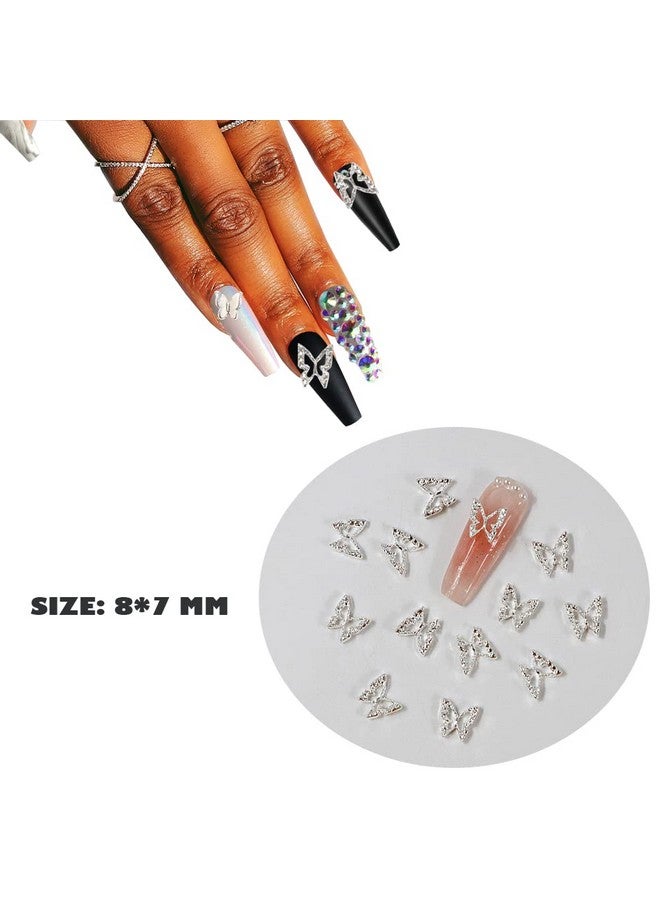 KACHIMOO Silver Butterfly Nail Charms50 Pieces Nail Charms For Acrylic Nails Diy Craft Nail Art Accessories (Silver) - Image 3