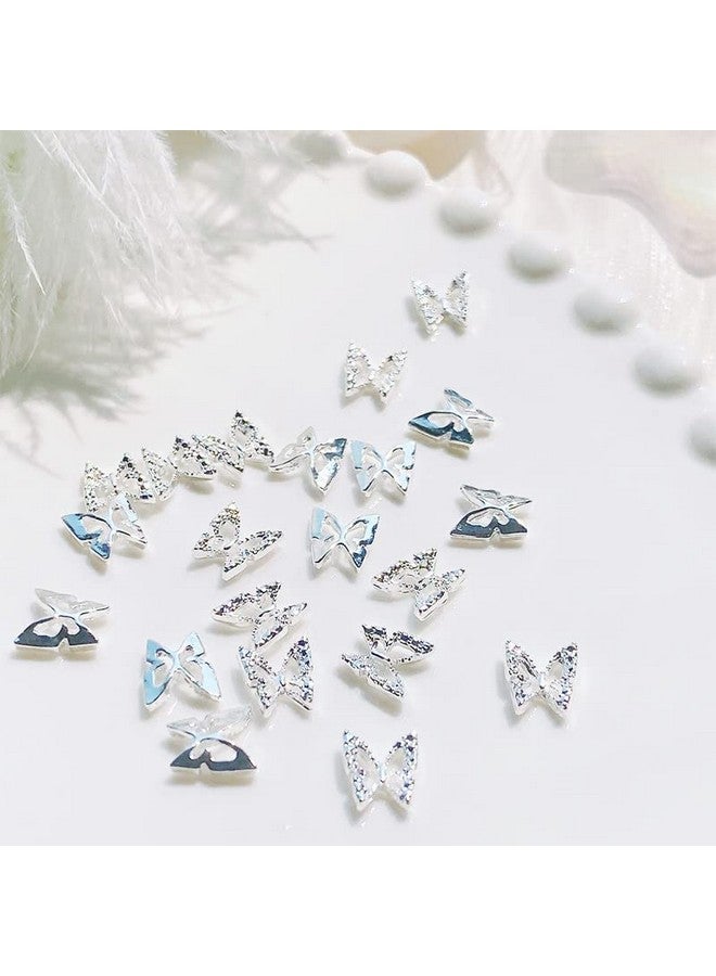 KACHIMOO Silver Butterfly Nail Charms50 Pieces Nail Charms For Acrylic Nails Diy Craft Nail Art Accessories (Silver) - Image 2