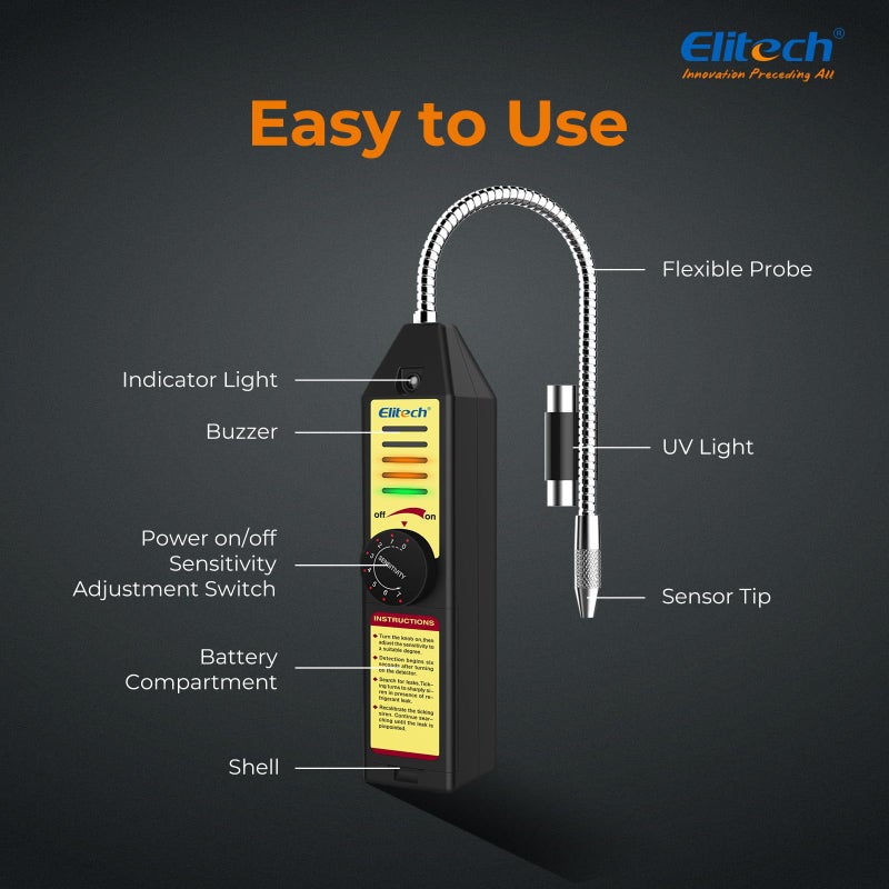 Elitech Freon Leak Detector Halogen Refrigerant Gas Leak Detector HVAC Tester AC Sniffer R22 R410A R134A 1234YF, WJL-6000S - Image 4