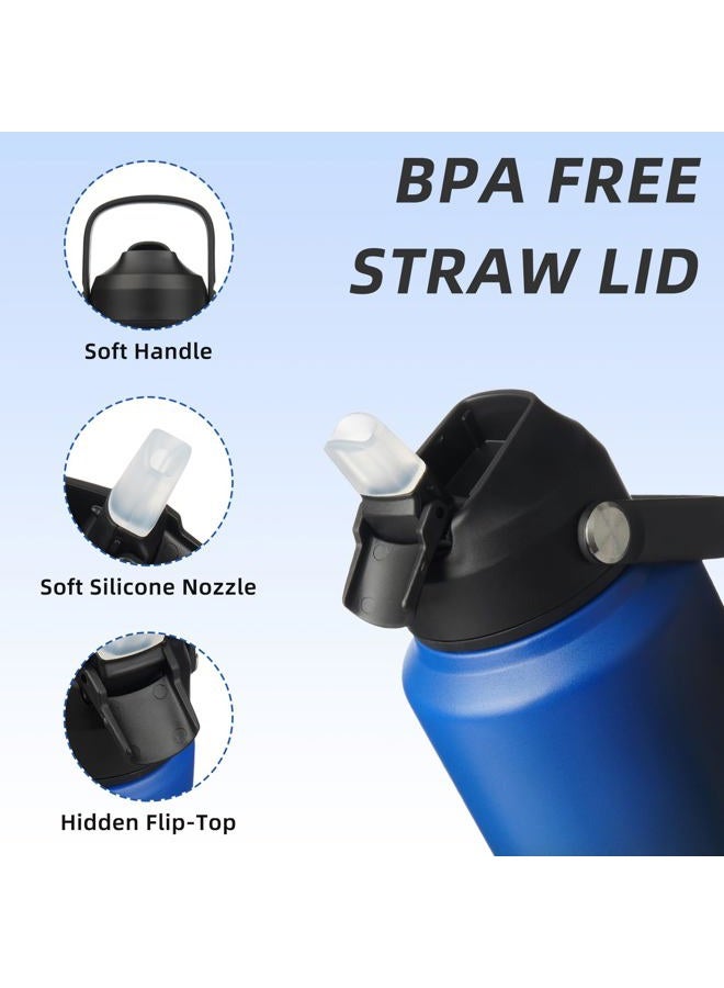 BJPKPK Insulated Water Bottle with Straw Lid, 40oz Large Thermo, BPA Free Leak Proof Stainless Steel Metal Water Bottles, Tumblers, Cups, Flasks for Travel, Sports,Black Blue - Image 2