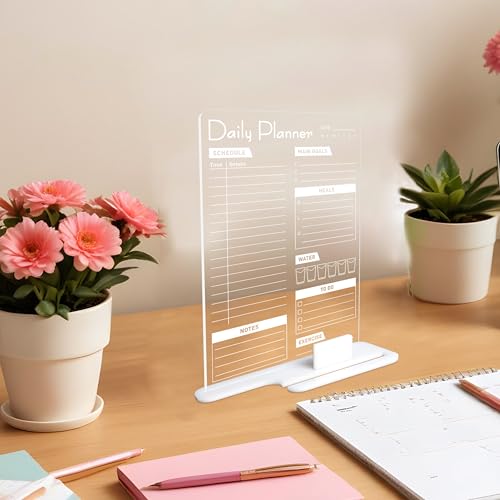 True Flair Acrylic Board Signage For Desk (24x16 CM)| Best Planner & Organiser For Enhancing Productivity | White Acrylic Base With Slot For Phone | Including Dry Erase Marker (Daily Planner,Design 3) - Image 3