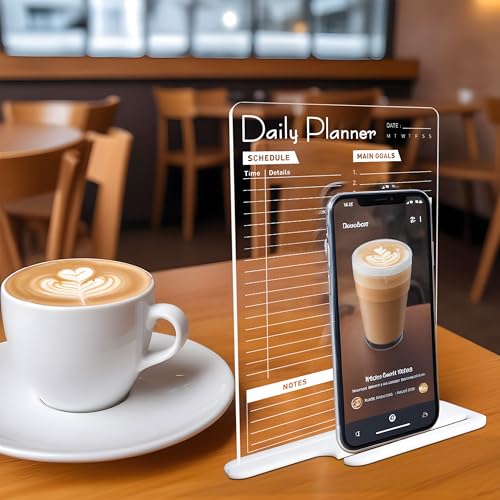 True Flair Acrylic Board Signage For Desk (24x16 CM)| Best Planner & Organiser For Enhancing Productivity | White Acrylic Base With Slot For Phone | Including Dry Erase Marker (Daily Planner,Design 3) - Image 4