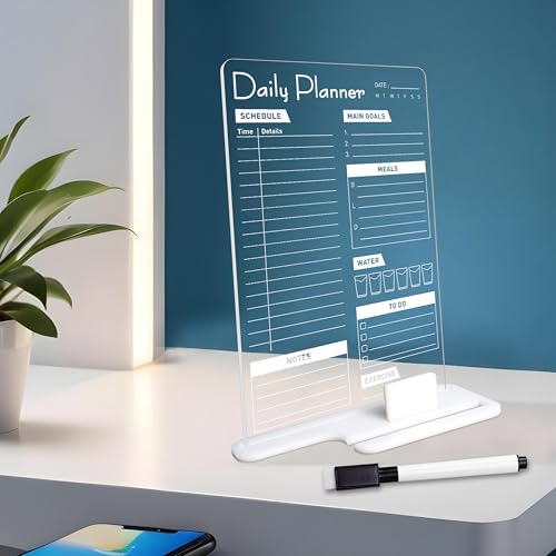 True Flair Acrylic Board Signage For Desk (24x16 CM)| Best Planner & Organiser For Enhancing Productivity | White Acrylic Base With Slot For Phone | Including Dry Erase Marker (Daily Planner,Design 3) - Image 2