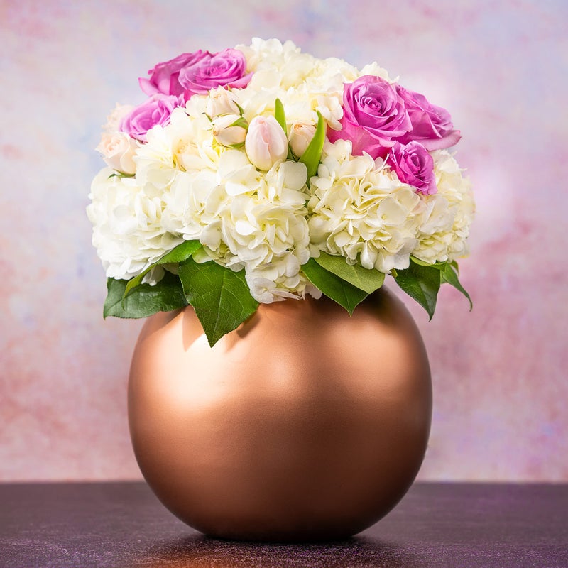 Walbrook Rose Gold Decorative Vase Centerpiece Small Vases for Flowers Rose Gold Decor