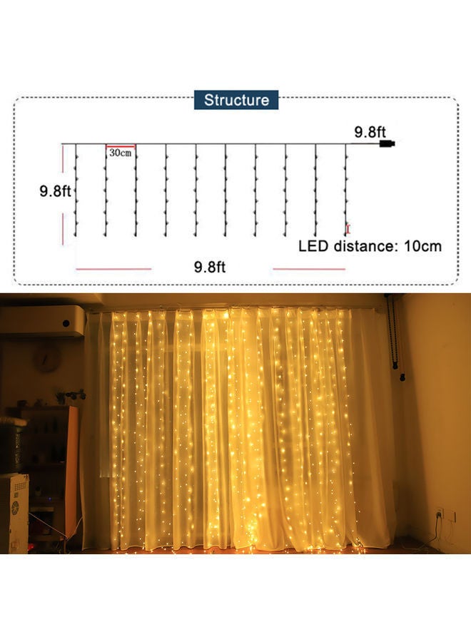 نيبمينينت سلسلة إضاءة للنوافذ والستائر على شكل نجوم متلألئة مكون من 300 مصباح LED أصفر - Image 3