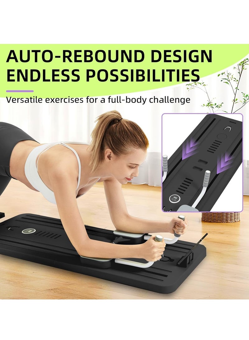 Y&D Portable Pilates Reformer Machine for Home Gym - Auto-Rebound Pilates Board with Abdominal Core Trainer & Full Body Workout Professional Pilates Equipment for Men and Women Black  - Image 2