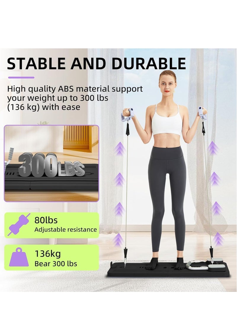 Y&D Portable Pilates Reformer Machine for Home Gym - Auto-Rebound Pilates Board with Abdominal Core Trainer & Full Body Workout Professional Pilates Equipment for Men and Women Black  - Image 4