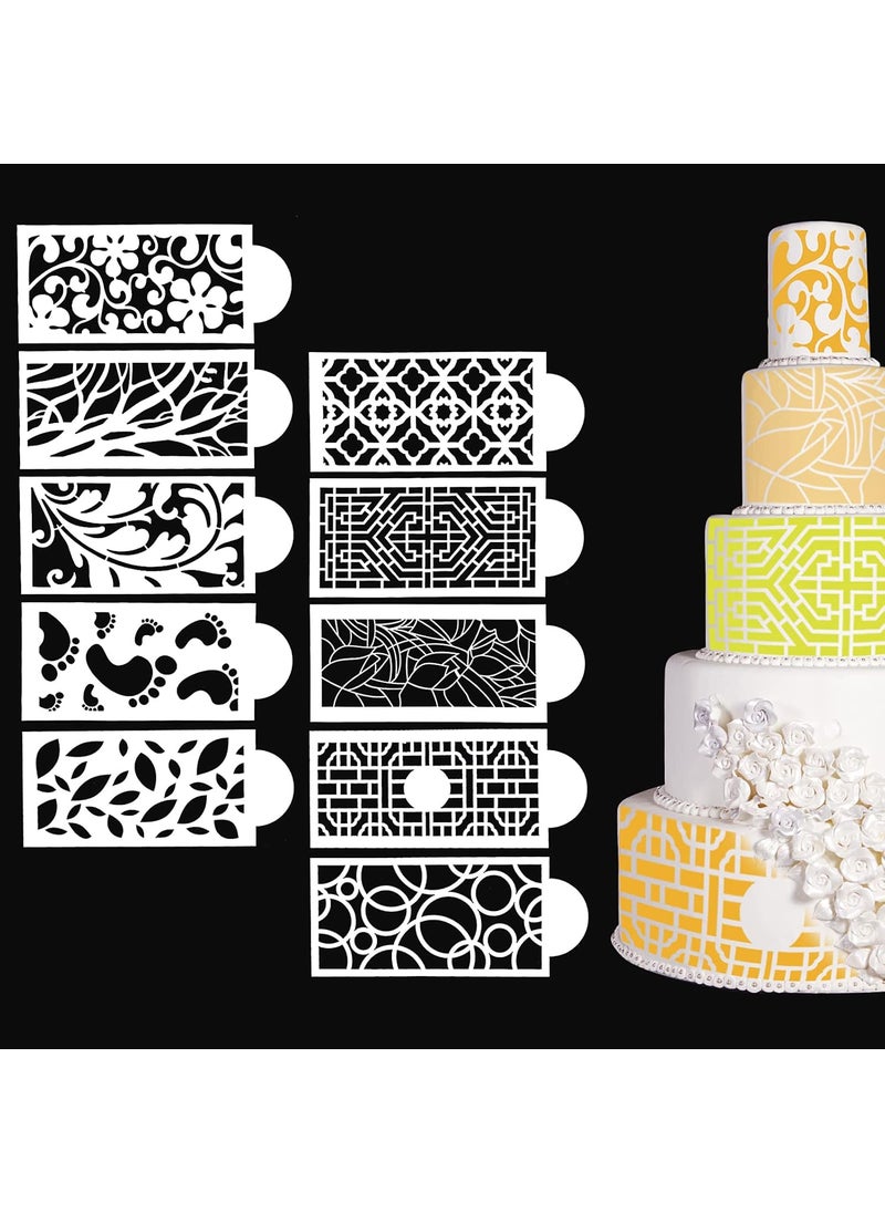 COBEE - Cobee Cake Decorating Stencils, 10 Pieces Floral Cake Printing Templates Wedding Cake Decoration Molds Cookie Fondant Dessert Molding Tool for Cupcake Wedding Cake Decoration Supplies - Image 1