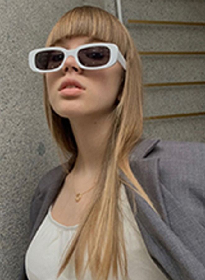 Suntown نظارات شمسية مستطيلة عتيقة للنساء والرجال، نظارات شمسية صغيرة مربعة، نظارات حماية من الأشعة فوق البنفسجية 400، نظارات قيادة عتيقة، أزياء التسعينيات، إطار مربع ضيق، مجموعة من 6 قطع: اللون A - Image 3