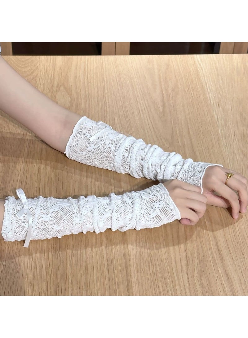 Goolsky 2024 New Butterfly Lace Sun Protection Arm Sleeves for Women – Summer Thin Korean Ballet Style Fairy Puff Sleeve, UV Shield - Image 3