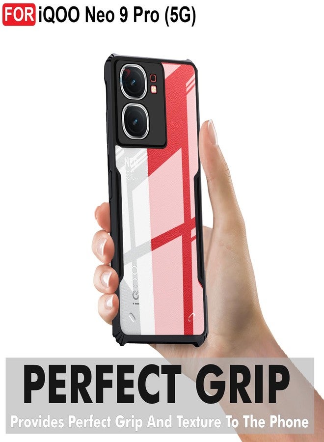 CEDO iQOO Neo 9 Pro (5G) Back Case Cover | Camera Protection Shockproof Bumper-Edge | Acrylic Crystal Clear 360 Degree Protection TPU+PC | Transparent Eagle Back Case Cover (Black) - Image 3