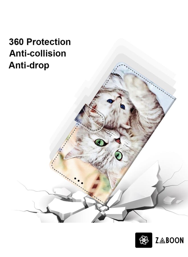 Zaboon Protective Case Cover For Nokia 5.4 Coloured Drawing Cross Texture Horizontal Flip PU Leather Case with Holder & Card Slots & Wallet & Lanyard - Image 5