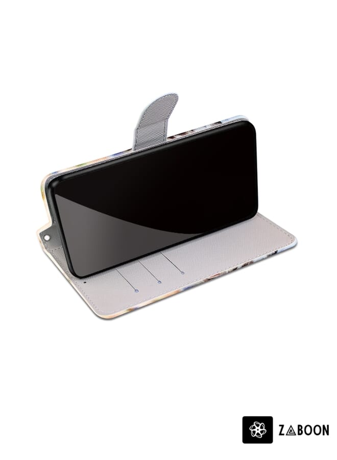 Zaboon Protective Case Cover For Nokia 5.4 Coloured Drawing Cross Texture Horizontal Flip PU Leather Case with Holder & Card Slots & Wallet & Lanyard - Image 3