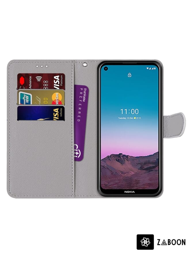 Zaboon Protective Case Cover For Nokia 5.4 Coloured Drawing Cross Texture Horizontal Flip PU Leather Case with Holder & Card Slots & Wallet & Lanyard - Image 4