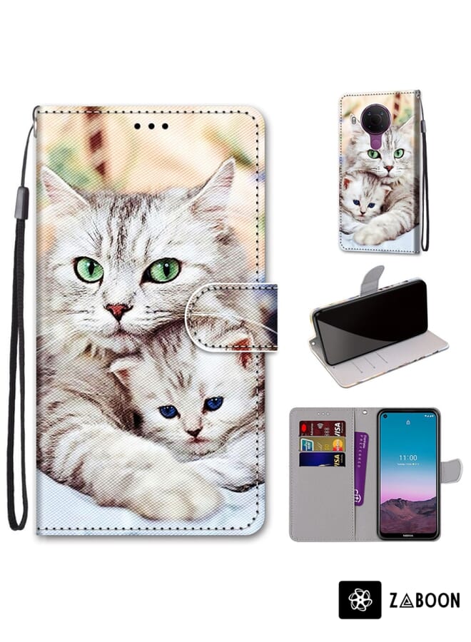 Zaboon Protective Case Cover For Nokia 5.4 Coloured Drawing Cross Texture Horizontal Flip PU Leather Case with Holder & Card Slots & Wallet & Lanyard - Image 1