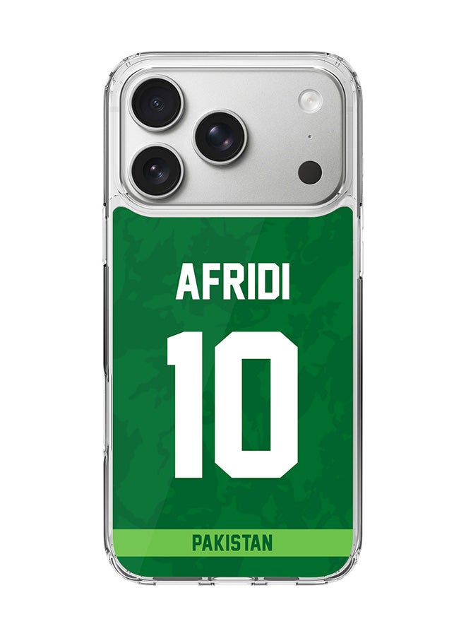 Stylizedd Classic Clear MagSafe Case for iPhone 17 Pro , Hybrid Soft Case Flexible Edges Anti Drop TPU PC Gel Thin Transparent Cover [ Designed for iPhone 17 Pro ] - Team Pakistan AFRIDI, Jersey No 10