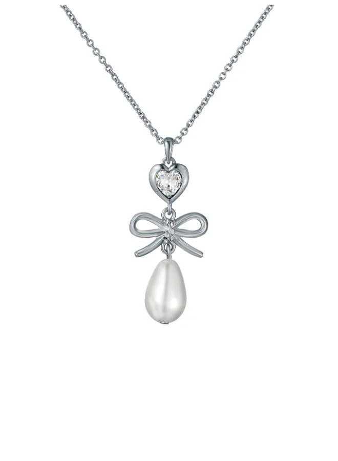 تيد بيكر IMOGEN: Icon Charm Heart Bow Pearl Drop Pendant Necklace