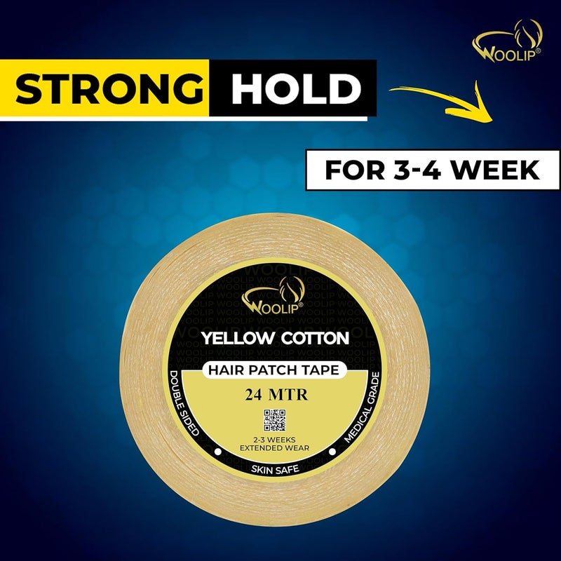 Woolip Blue Cotton Hair Patch Tape For Men – Super Ultra Hold Up To 2-3 Weeks – Waterproof Wig Tape For Men – 1 Inch Cotton Material – Double sided Tape for Hair Patch - 24M - Image 2