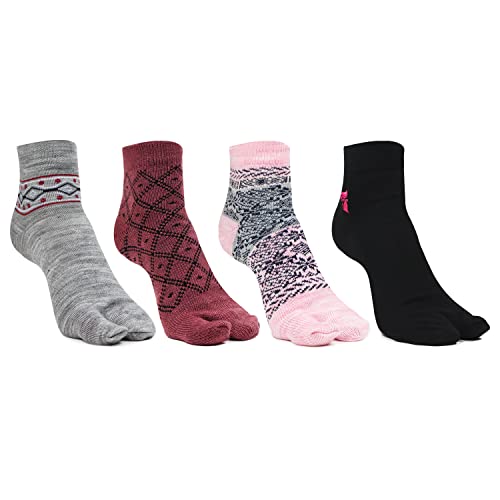 Bonjour Ankle Length Woolen Thumb Socks For Women- Pack of 4 - Image 1