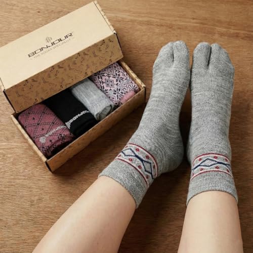 Bonjour Ankle Length Woolen Thumb Socks For Women- Pack of 4 - Image 3