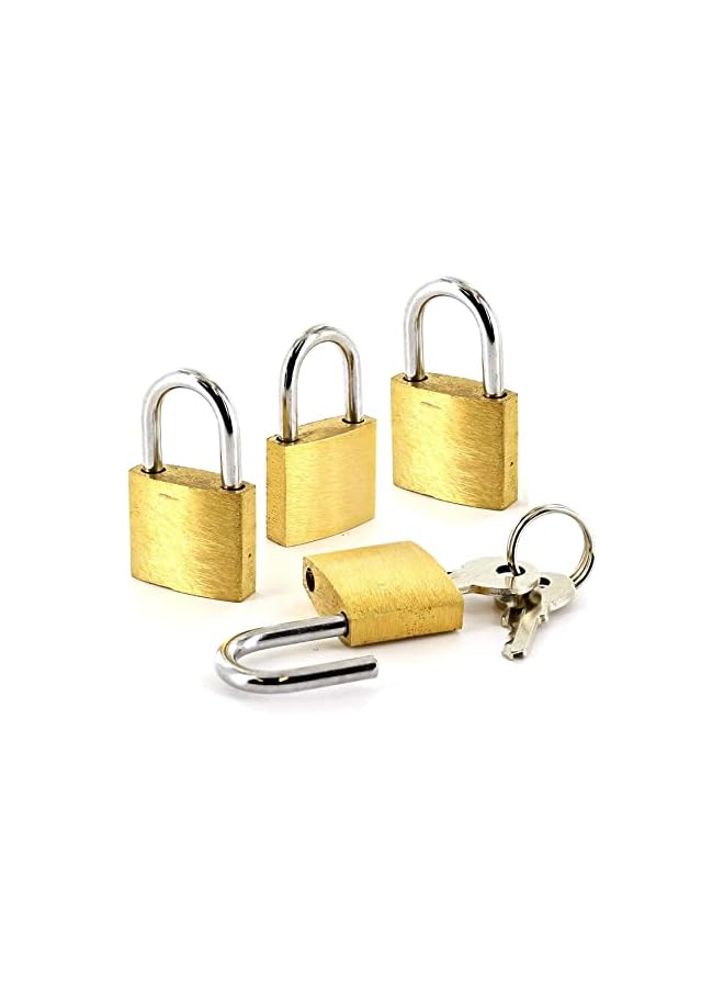 PROMASS PROMASS Mini Brass Padlocks for Luggage, Lockers, Solid Brass Keyed Alike Padlocks - Set of 4  - Image 2