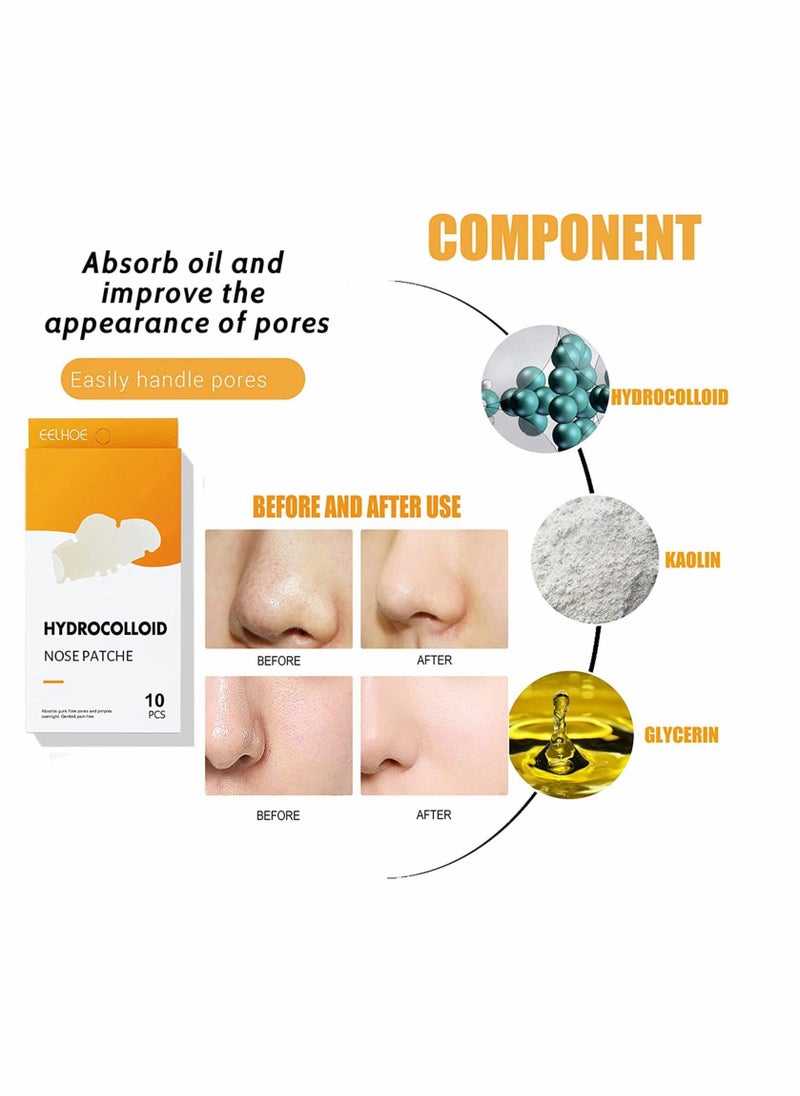 Captaintech - Nose Strip,Pimple Patche,Nose Sticker,Mighty Patch,Zits Strip,Hydrocolloid Patche,for Nose Pore,Zit,and Oil,Dermatologist,Approved Overnight Pore Strips to Absorb Acne Nose Gunk(10 Pcs) - Image 1