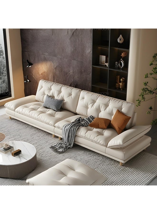 Zayn comforts Contemporary Armless Faux Leather Sofa With Tufted For Living Room 170.18 X 93.98 X 86.36 Cm Off-White - Image 3