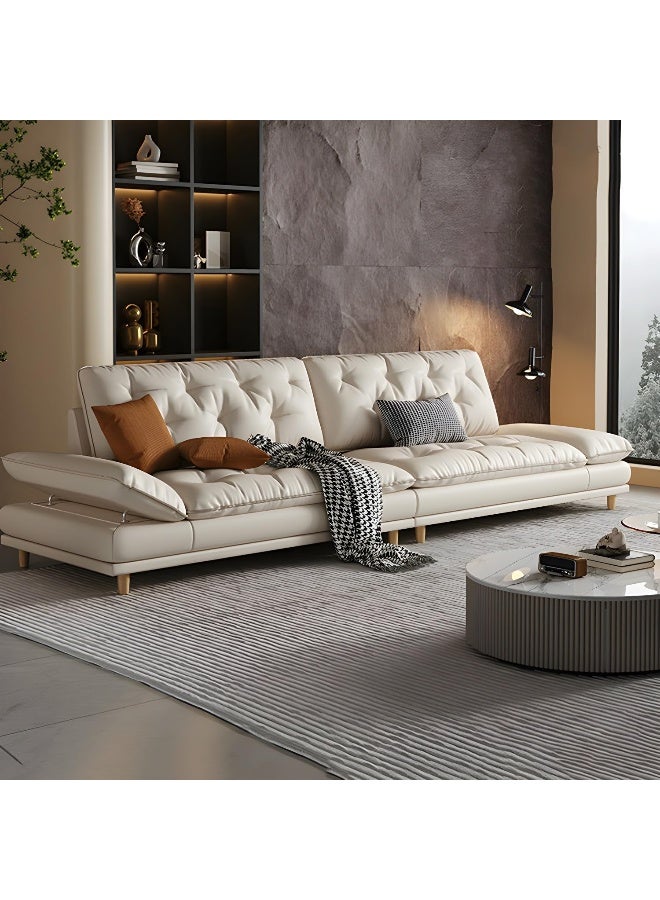 Zayn comforts Contemporary Armless Faux Leather Sofa With Tufted For Living Room 170.18 X 93.98 X 86.36 Cm Off-White - Image 2