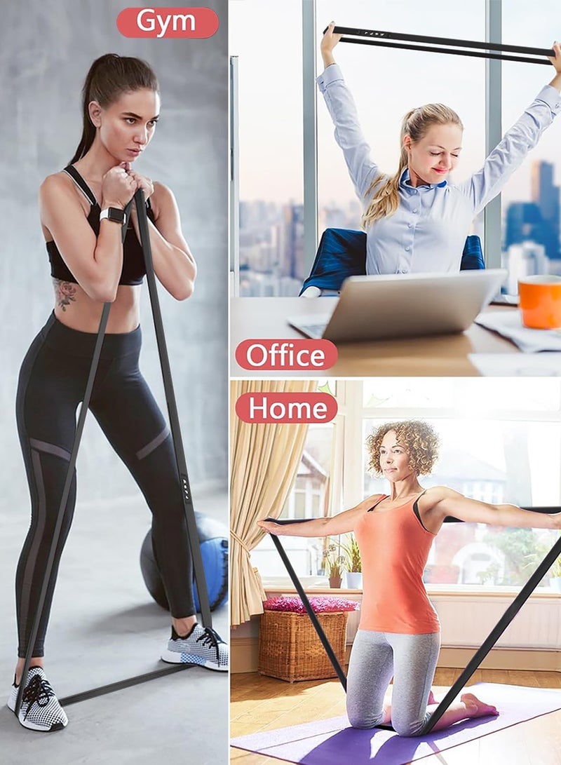 تمدد حبل المقاومة الطويل - قماش مرن عالي الجودة للتدريب على القوة، تمارين اللياقة البدنية، والتمارين المنزلية | شريط تمارين مقاومة متين ومريح | معدات لياقة بدنية | أسود - Image 4