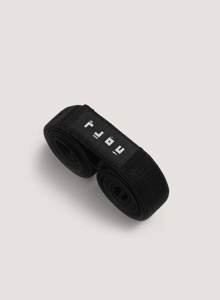 تمدد حبل المقاومة الطويل - قماش مرن عالي الجودة للتدريب على القوة، تمارين اللياقة البدنية، والتمارين المنزلية | شريط تمارين مقاومة متين ومريح | معدات لياقة بدنية | أسود - Image 1