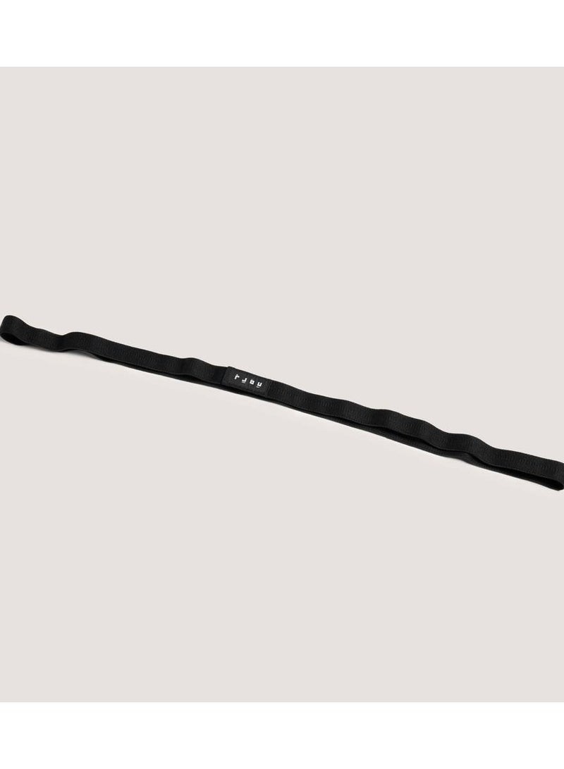 تمدد حبل المقاومة الطويل - قماش مرن عالي الجودة للتدريب على القوة، تمارين اللياقة البدنية، والتمارين المنزلية | شريط تمارين مقاومة متين ومريح | معدات لياقة بدنية | أسود - Image 2