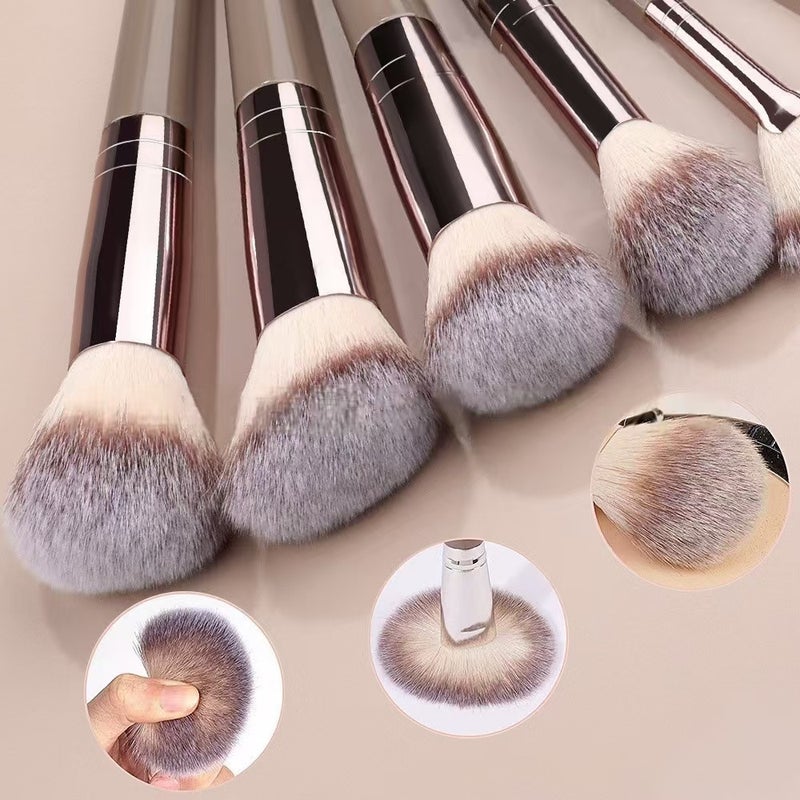 15-Piece Champagne Color Makeup Brush Set Portable Soft Bristle - Image 3