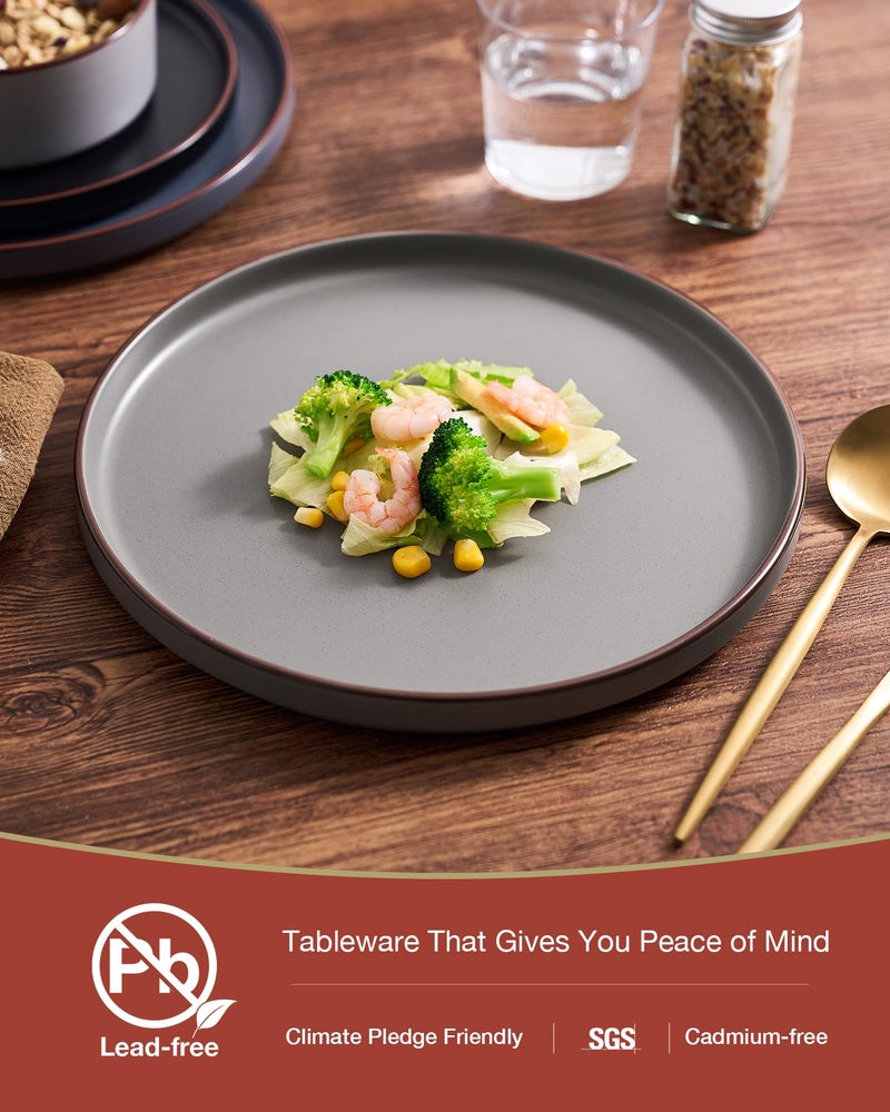 Famiware Nebula Ridge Stoneware Dinnerware Sets, Plates and Bowls Sets for 4, 12 Pieces Dishes Set, Microwave and Dishwasher Safe Kitchen Plates, Multi-color - Image 5