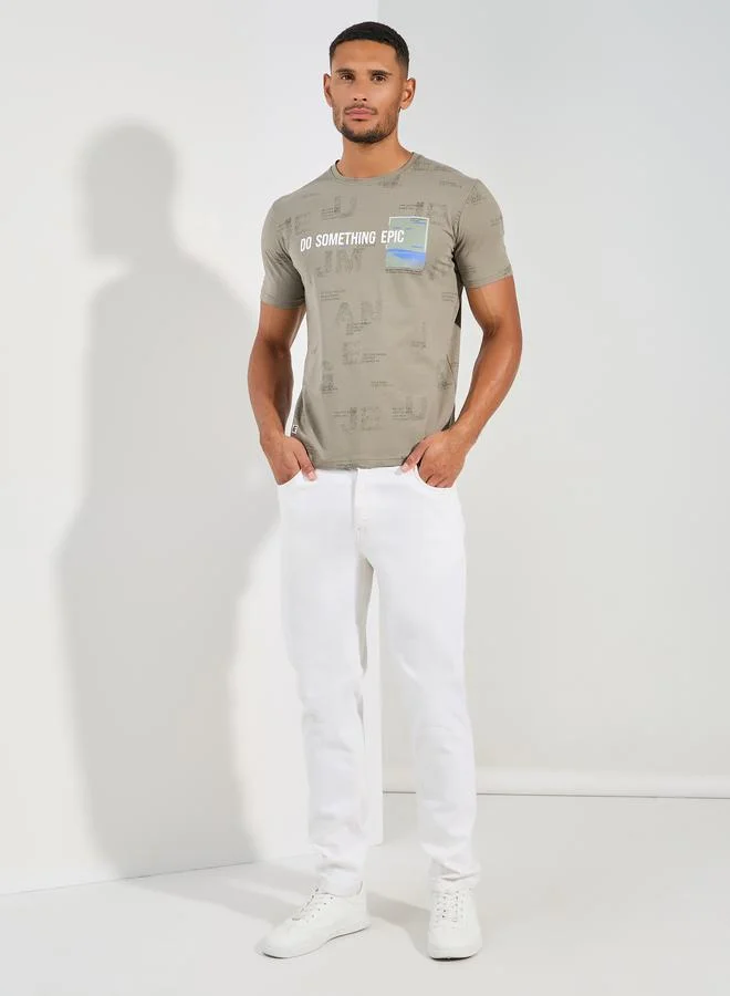 فورت كولينز Graphic Placement Print Crew Neck T-Shirt by Styli