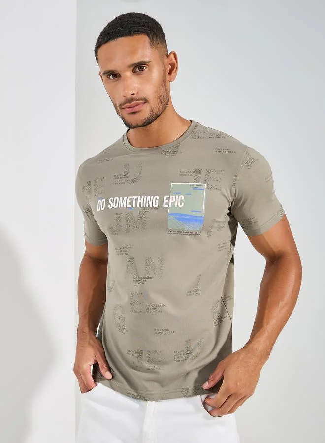 فورت كولينز Graphic Placement Print Crew Neck T-Shirt by Styli
