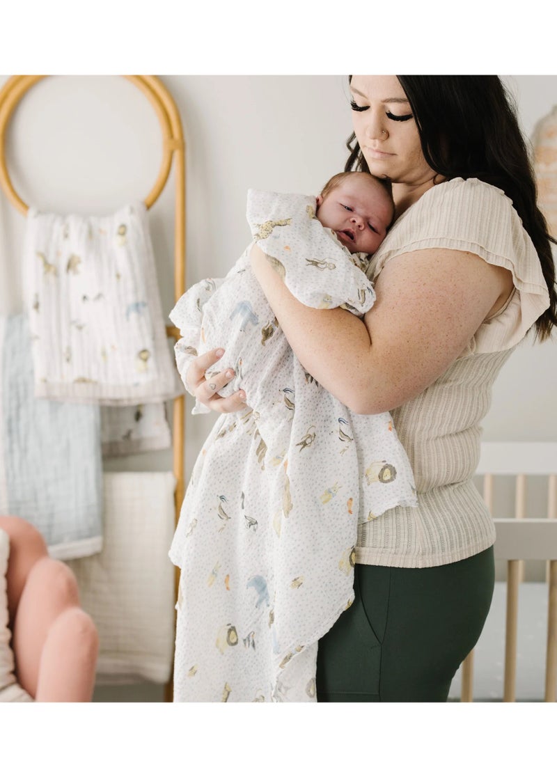 little unicorn - Cotton Swaddle 3 Pack Party Animals - Image 1